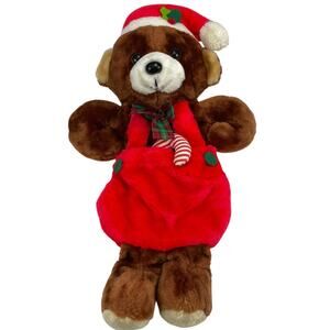 Vintage 21" Santa's Best Brown Teddy Bear Plush Christmas Stocking